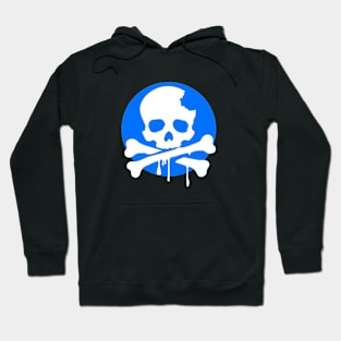 Urban Style Skull and Crossbones Blue and White Hoodie